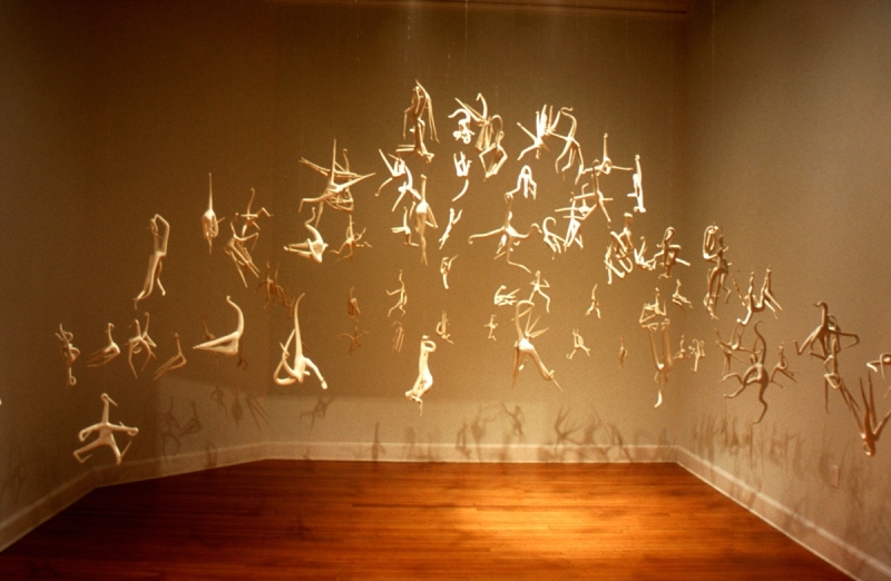 Gathering (an installation), porcelain and nylon filliment 180x180x96'